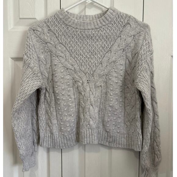 BP x Claudia Sulewski Cable Knit Bobble Sweater Light Gray Heather Size XXS - Picture 1 of 6